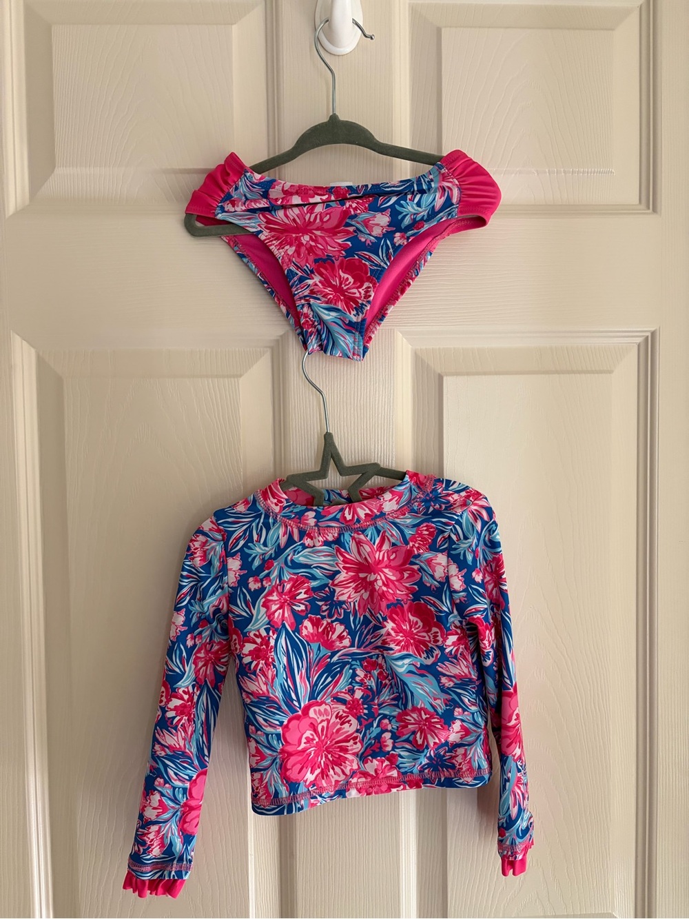Tommy Bahamas- Floral Long-Sleeve Rash Guard Set - Pink & Blue - Girl